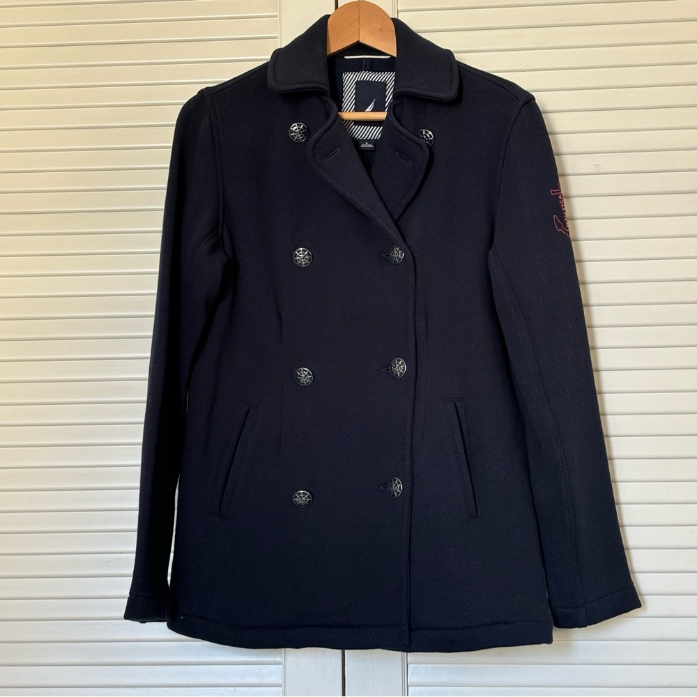 Nautica Blue Pea Coat Jacket for Versatile Style